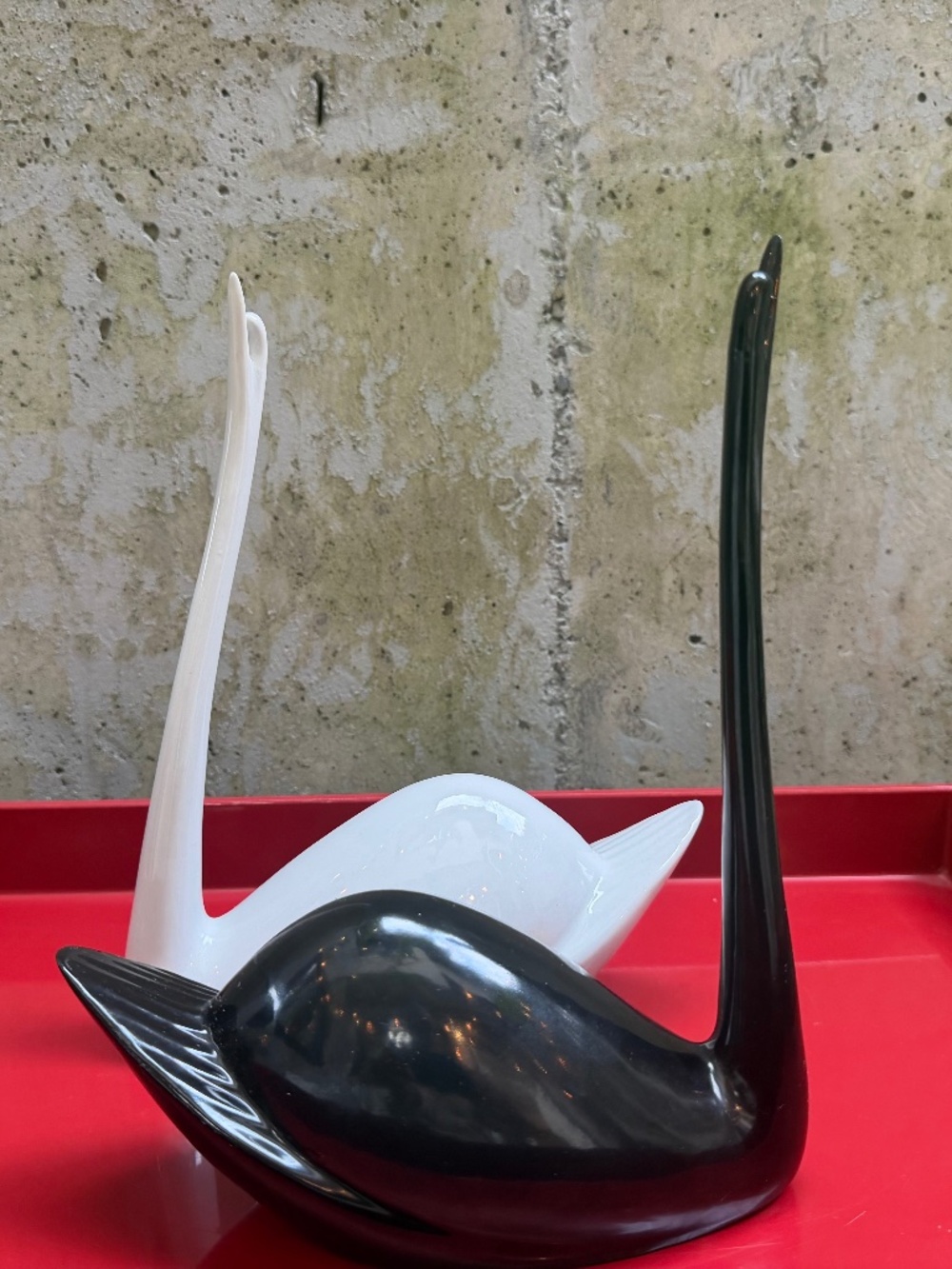 Mid-Century Modern Ceramic Swans by Royal Dux, Pair